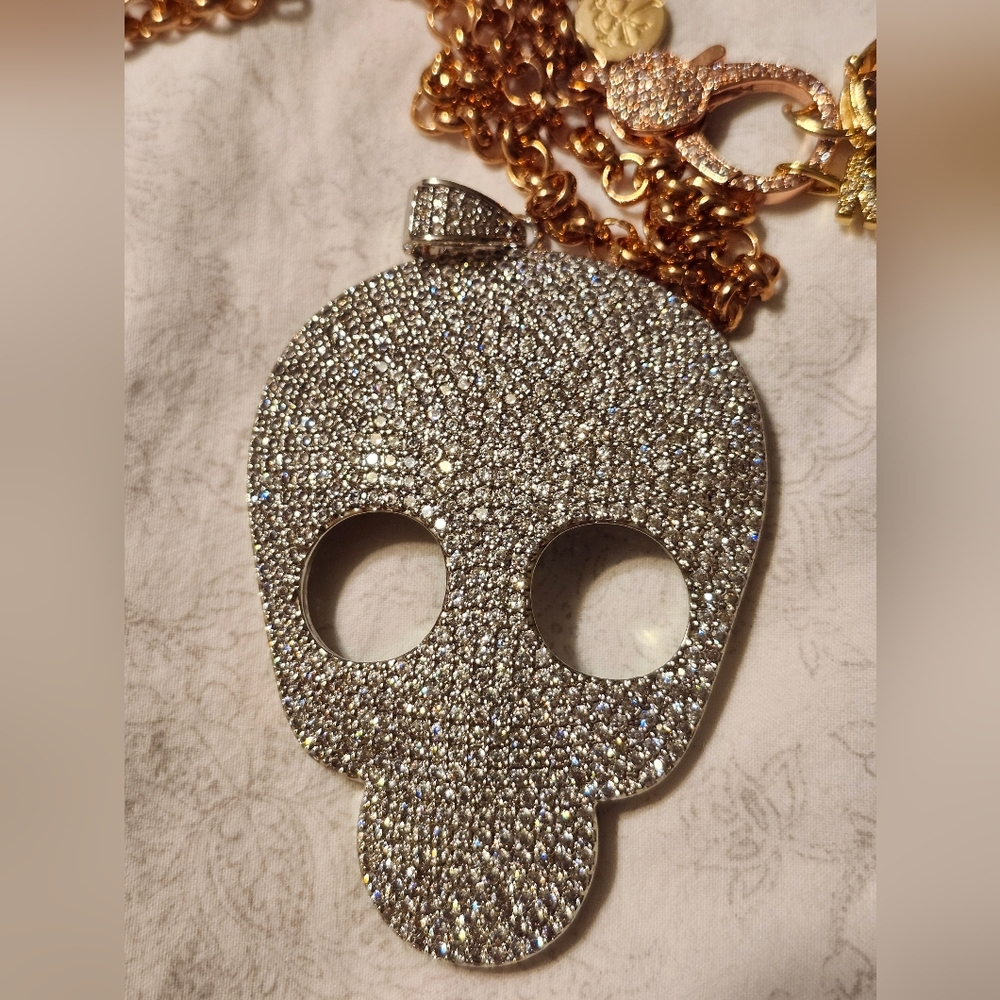 Karli Buxton Silver Skull Brand New Pave Crystals Hypoallergenic